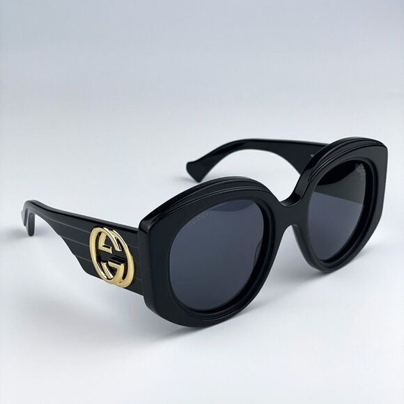 SALE! NEW Gucci GG1308S 001 Black Grey Round Women Sunglasses main image 5
